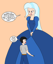 Size: 1920x2301 | Tagged: safe, artist:egstudios93, imported from derpibooru, trixie, human, clothes, dress, giantess, humanized, impossibly large dress, macro, the great and elegant trixie