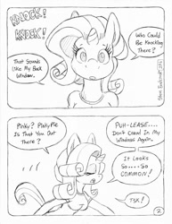 Size: 849x1100 | Tagged: safe, artist:circe, artist:steve budzinski, imported from derpibooru, rarity, anthro, comic:soreloser, black and white, grayscale, monochrome, traditional art