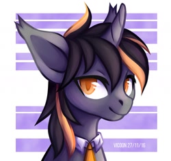 Size: 1280x1206 | Tagged: safe, artist:vicoon, imported from derpibooru, oc, oc only, oc:vulgar trade, bat pony, bat pony unicorn, hybrid, pony, unicorn, female, necktie, solo