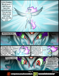 Size: 1200x1536 | Tagged: safe, artist:bonaxor, imported from derpibooru, king sombra, princess celestia, pony, comic:corruption, comic, crystal heart, magic