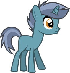 Size: 690x727 | Tagged: safe, artist:lightningbolt, derpibooru exclusive, imported from derpibooru, oc, oc only, oc:timhortons, pony, unicorn, .svg available, blank flank, colt, frown, male, profile, show accurate, simple background, solo, svg, teenager, transparent background, vector