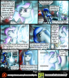 Size: 1200x1359 | Tagged: safe, artist:bonaxor, imported from derpibooru, princess celestia, princess luna, pony, comic:corruption, comic, crystal heart