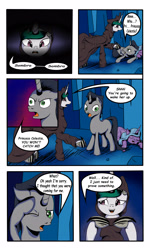 Size: 3000x5000 | Tagged: safe, artist:astroanimations, idw, imported from derpibooru, king sombra, princess celestia, radiant hope, comic:celestia's yearning, cave, celestibra, cloak, clothes, comic, hopebra, male, reformed sombra, shipping, sleeping, straight