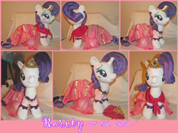 Size: 1024x771 | Tagged: safe, artist:krumm33, imported from derpibooru, rarity, clothes, crown, dress, gala dress, irl, jewelry, lidded eyes, photo, plushie, regalia, solo
