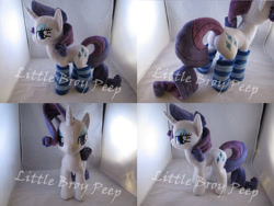 Size: 1597x1199 | Tagged: safe, artist:little-broy-peep, imported from derpibooru, rarity, pony, unicorn, butt, clothes, female, irl, lidded eyes, mare, photo, plot, plushie, socks, solo, striped socks