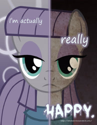 Size: 2000x2577 | Tagged: safe, artist:starbat, imported from derpibooru, maud pie, earth pony, pony, female, parody, solo, two sided posters