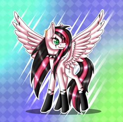 Size: 949x937 | Tagged: safe, artist:inspiredpixels, imported from derpibooru, oc, oc only, oc:emala jiss, pegasus, pony, female, heterochromia, mare, solo, spread wings