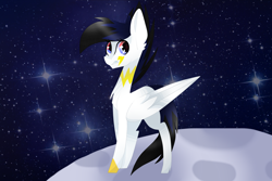 Size: 3600x2400 | Tagged: safe, artist:huirou, imported from derpibooru, oc, oc only, pegasus, pony, moon, solo, space