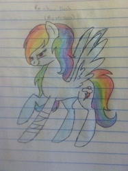 Size: 1936x2592 | Tagged: safe, artist:neonaarts, imported from derpibooru, rainbow dash, female, lined paper, solo, traditional art
