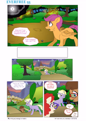 Size: 5784x8176 | Tagged: safe, artist:jeremy3, imported from derpibooru, dinky hooves, scootaloo, twist, oc, oc:trissie, pony, comic:everfree, absurd resolution, comic, comic sans