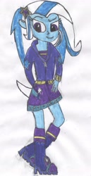 Size: 1672x3252 | Tagged: safe, artist:hazardstormstrike, imported from derpibooru, trixie, equestria girls, female, solo, traditional art