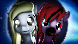 Size: 1920x1080 | Tagged: safe, artist:star-lightstarbright, imported from derpibooru, oc, oc only, oc:buttbat, oc:frosted rose, earth pony, pony, 3d, female, mare