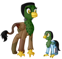 Size: 800x753 | Tagged: safe, artist:rainbowfeatherreplies, artist:timid tracks, imported from derpibooru, oc, oc only, classical hippogriff, griffon, hippogriff, brother and sister, clothes, colt, costume, foal, frankenstein's monster, interspecies offspring, magical lesbian spawn, male, nightmare night, offspring, parent:gilda, parent:rainbow dash, parents:gildash, simple background, transparent background