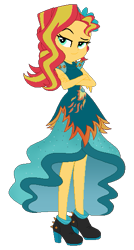 Size: 307x572 | Tagged: safe, artist:dashiepower, imported from derpibooru, sunset shimmer, equestria girls, legend of everfree, clothes, crossed arms, crystal gala, crystal gala dress, dress, female, high heels, simple background, smug, smugset shimmer, solo, transparent background