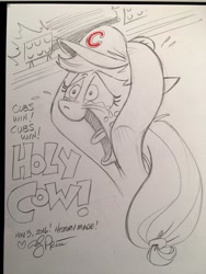 Size: 1536x2048 | Tagged: safe, artist:andypriceart, imported from derpibooru, applejack, 2016 world series, andy you magnificent bastard, chicago cubs, crying, female, mlb, solo, that was fast