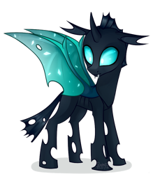 Size: 723x826 | Tagged: dead source, safe, artist:mp-printer, imported from derpibooru, thorax, changeling, to where and back again, fangs, frown, looking back, male, simple background, solo, spread wings, surprised, transparent background, wide eyes