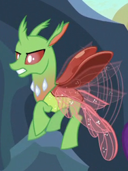 Size: 252x336 | Tagged: safe, imported from derpibooru, screencap, arista, changedling, changeling, to where and back again, angry, background changeling, cropped, flying, solo