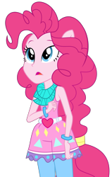 Size: 3827x6000 | Tagged: safe, artist:limedazzle, imported from derpibooru, pinkie pie, equestria girls, legend of everfree, absurd resolution, camp fashion show outfit, clothes, female, looking up, open mouth, ponied up, show accurate, simple background, solo, transparent background, vector, worried