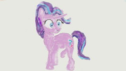 Size: 1366x768 | Tagged: safe, imported from derpibooru, starlight glimmer, female, simple background, smiling, solo, white background