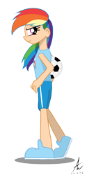 Size: 1000x2000 | Tagged: safe, artist:truffle shine, imported from derpibooru, rainbow dash, human, female, football, humanized, simple background, solo