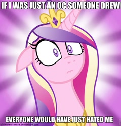 Size: 919x960 | Tagged: safe, imported from derpibooru, princess cadance, 3:, adventure in the comments, female, floppy ears, frown, image macro, meme, solo, wide eyes