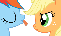 Size: 2000x1191 | Tagged: safe, artist:arifproject, imported from derpibooru, applejack, rainbow dash, pony, fall weather friends, cute, simple background, tongue out, transparent background, vector