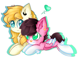 Size: 1255x991 | Tagged: safe, artist:sweethearthmlp, imported from derpibooru, oc, oc only, earth pony, pegasus, pony, duo, heart, oc x oc, shipping