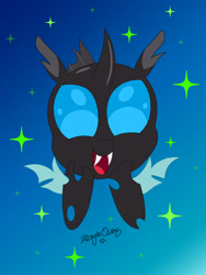 Size: 1024x1360 | Tagged: safe, artist:mobubbles, imported from derpibooru, oc, oc only, oc:corvus, oc:corvus hooves, changeling, chibi, cute, solo