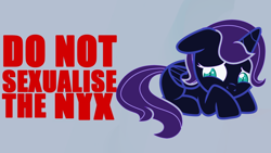 Size: 1280x720 | Tagged: safe, imported from derpibooru, oc, oc only, oc:nyx, alicorn, pony, alicorn oc, meta, sad, solo