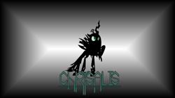 Size: 3840x2160 | Tagged: safe, artist:altalector, artist:marinapg, imported from derpibooru, queen chrysalis, dark, female, raised hoof, shadow, solo, vector, wallpaper