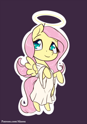 Size: 1050x1500 | Tagged: safe, artist:alasou, imported from derpibooru, fluttershy, angel, chibi, clothes, costume, cute, female, fluttershy the angel, halo, shyabetes, solo