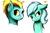 Size: 3000x2000 | Tagged: safe, artist:sneopony, imported from derpibooru, lightning dust, lyra heartstrings, pony, bust, duo, duo female, female, lidded eyes, portrait, simple background, smiling, smirk, white background