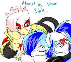 Size: 1024x900 | Tagged: safe, artist:fourze-pony, imported from derpibooru, oc, oc only, oc:manga kamen, oc:sapphire heart song, griffon, pegasus, pony, analysis bronies, comforting, cutie mark, kamenheart, shipping, simple background, white background