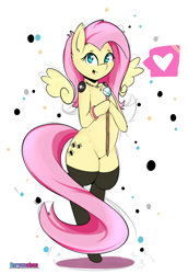 Size: 1280x1858 | Tagged: safe, artist:enryuuchan, imported from derpibooru, fluttershy, pony, semi-anthro, bipedal, clothes, dialogue, female, jewelry, looking at you, love, necklace, scepter, smiling, solo, stockings