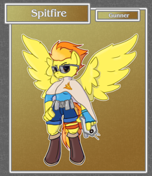 Size: 1688x1950 | Tagged: safe, artist:brownie-bytes, imported from derpibooru, part of a set, spitfire, anthro, unguligrade anthro, crossover, description at source, description is relevant, female, final fantasy, solo, weapon