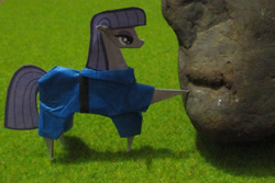 Size: 2688x1800 | Tagged: safe, artist:malte279, imported from derpibooru, maud pie, irl, origami, photo, rock, solo