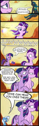 Size: 1389x4400 | Tagged: safe, artist:subjectnumber2394, imported from derpibooru, queen chrysalis, starlight glimmer, trixie, twilight sparkle, alicorn, pony, unicorn, to where and back again, :t, annoyed, camera, cloud, comic, dialogue, floppy ears, flying, former queen chrysalis, frown, glare, hug, jealous, karma, levitation, looking back, magic, mama twilight, open mouth, sad, smiling, speech bubble, telekinesis, trixie is not amused, twilight sparkle (alicorn), unamused, wide eyes, yelling