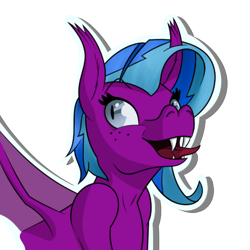 Size: 512x512 | Tagged: safe, artist:marchiedraws, imported from derpibooru, oc, oc only, bat pony, pony, freckles, simple background, solo, tongue out, transparent background