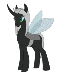 Size: 538x693 | Tagged: safe, artist:zalvar, imported from derpibooru, oc, oc only, oc:queen tenebris, changeling, changeling queen, changeling oc, changeling queen oc, female, queen, simple background, solo, transparent background, white changeling