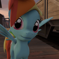 Size: 512x512 | Tagged: safe, artist:xbi, imported from derpibooru, rainbow dash, pony, 3d, animated, cute, dashabetes, female, gif, one eye closed, perfect loop, solo, source filmmaker, wink