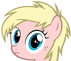 Size: 900x771 | Tagged: artist needed, safe, imported from derpibooru, oc, oc only, freckles, frown, looking at you, simple background, solo, stare, sweetie belle's stare, transparent background, vector