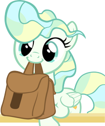 Size: 2582x3105 | Tagged: safe, artist:ironm17, imported from derpibooru, vapor trail, pegasus, pony, to where and back again, top bolt, bag, cute, female, mouth hold, saddle bag, show accurate, simple background, smiling, solo, to saddlebags and back again, transparent background, vaporbetes, vector