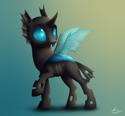 Size: 1400x1300 | Tagged: safe, artist:luminousdazzle, imported from derpibooru, thorax, changeling, cute, cuteling, male, raised hoof, solo, thorabetes