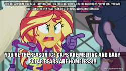 Size: 800x450 | Tagged: safe, edit, edited screencap, imported from derpibooru, screencap, sci-twi, sunset shimmer, twilight sparkle, equestria girls, friendship games, angry, exploitable meme, image macro, makeameme.org, meme, sunset yells at twilight, the amazing world of gumball