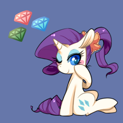 Size: 450x450 | Tagged: safe, artist:phyllismi, imported from derpibooru, rarity, alternate hairstyle, bow, diamonds, female, hair bow, pixiv, ponytail, solo