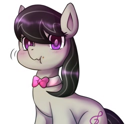 Size: 1265x1261 | Tagged: safe, artist:hosikawa, imported from derpibooru, octavia melody, earth pony, pony, backwards cutie mark, blushing, cute, female, scrunchy face, simple background, solo, tavibetes, white background