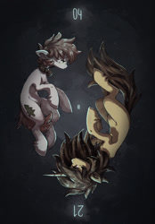 Size: 1100x1583 | Tagged: safe, artist:koviry, imported from derpibooru, oc, oc only, oc:kova, oc:sandy vain, earth pony, pony, unicorn, duo