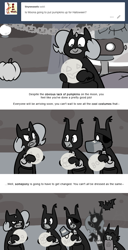 Size: 666x1303 | Tagged: safe, artist:egophiliac, imported from derpibooru, princess luna, oc, oc:danger mcsteele, oc:frolicsome meadowlark, oc:imogen, oc:pebbl, oc:sunshine smiles (egophiliac), bat, bat pony, changeling, changeling queen, pony, roc, sea pony, moonstuck, absolutely nothing else, batman, changeling oc, changeling queen oc, comic, eyepatch, female, filly, halloween, halloween costume, jack-o-lantern, lunar stone, monochrome, moon roc, observatory, pumpkin, what pumpkin?, woona, woonoggles, younger