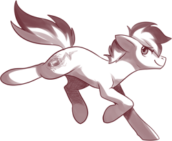 Size: 956x785 | Tagged: safe, artist:fizzy-dog, imported from derpibooru, oc, oc only, earth pony, pony, monochrome, running, solo