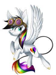 Size: 2190x2948 | Tagged: safe, artist:scarlet-spectrum, imported from derpibooru, oc, oc only, oc:lightning bliss, alicorn, pony, cute, goggles, ocbetes, rainbow alicorn, simple background, solo, transparent background